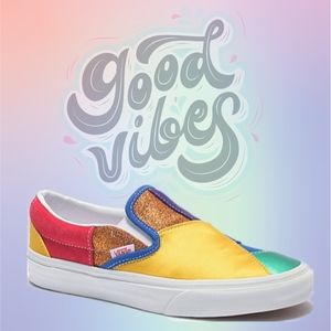 🌈Vans Classic Slip-on Pride Patchwork Multicolored Woven Swatches Rainbow Mens